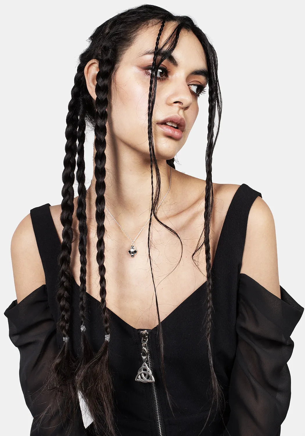 Triquetra Zip Chiffon Mini Dress button detail Travel Fit