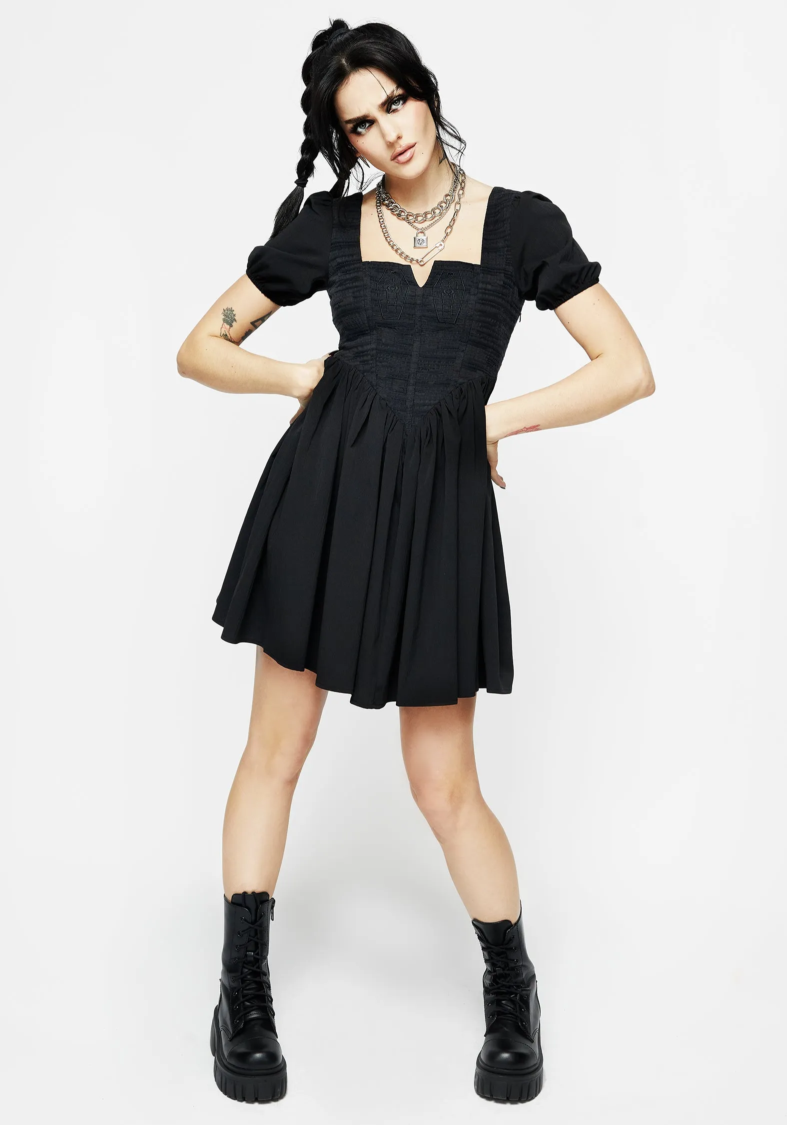 Tiered Skirt Back Detail Immortal Corset Mini Dress