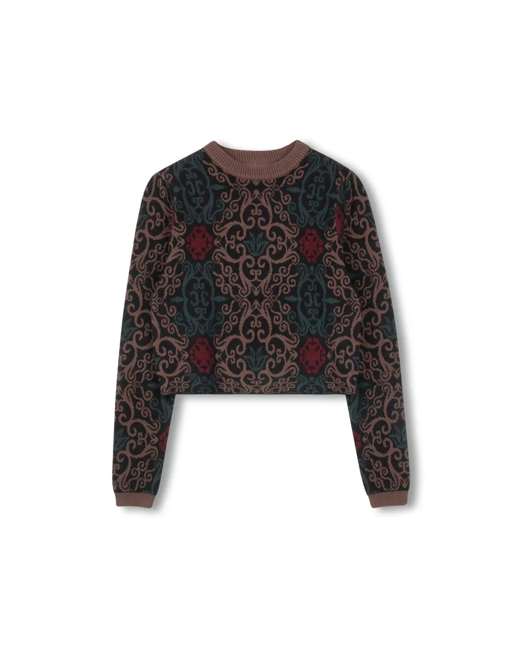 Cropped Crew Neck Sweater Moisture Wicking Technology Soft Warm Layers