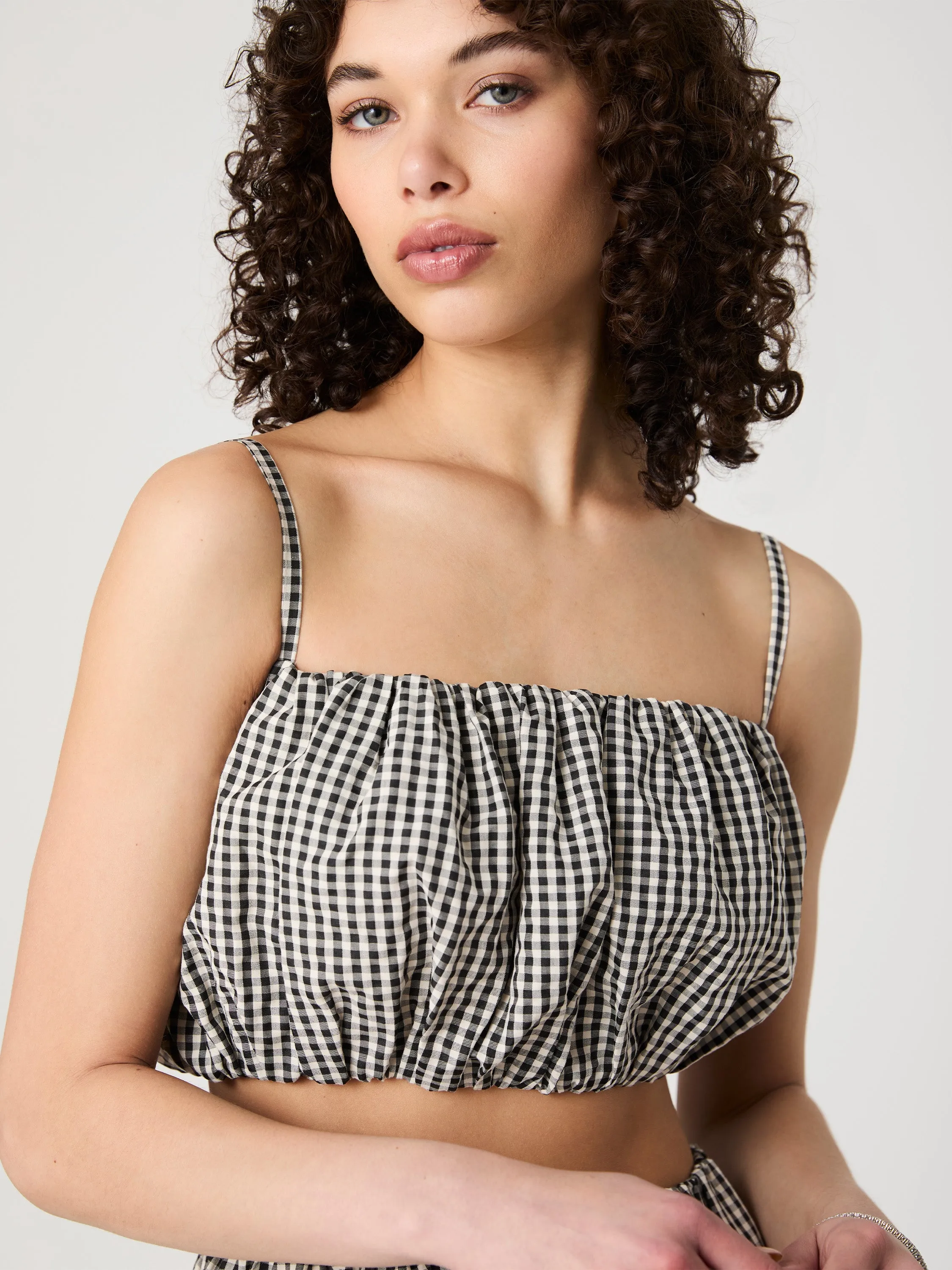 Gingham Crop Top Quick Release Fasteners