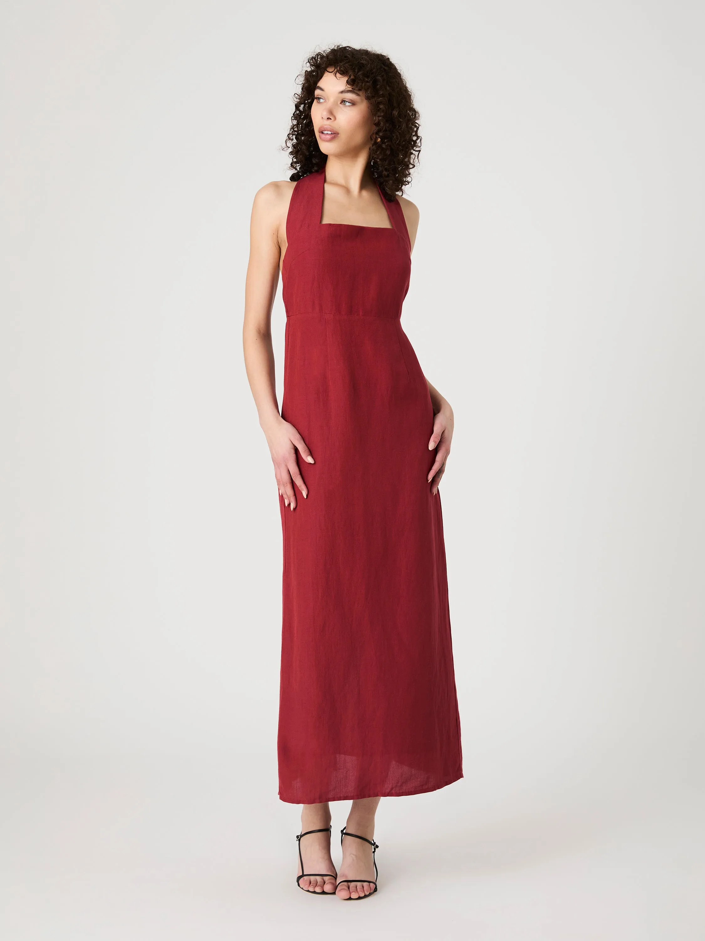 Birdie Linen Halter Dress Modern Style Work Friendly