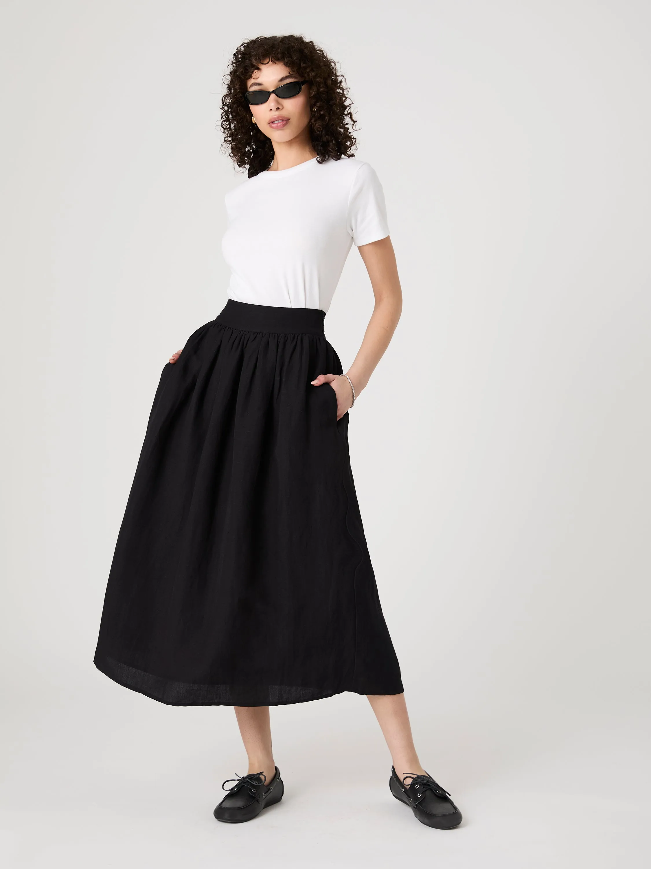 Birdie Linen Midi Skirt simple design UV protection coating