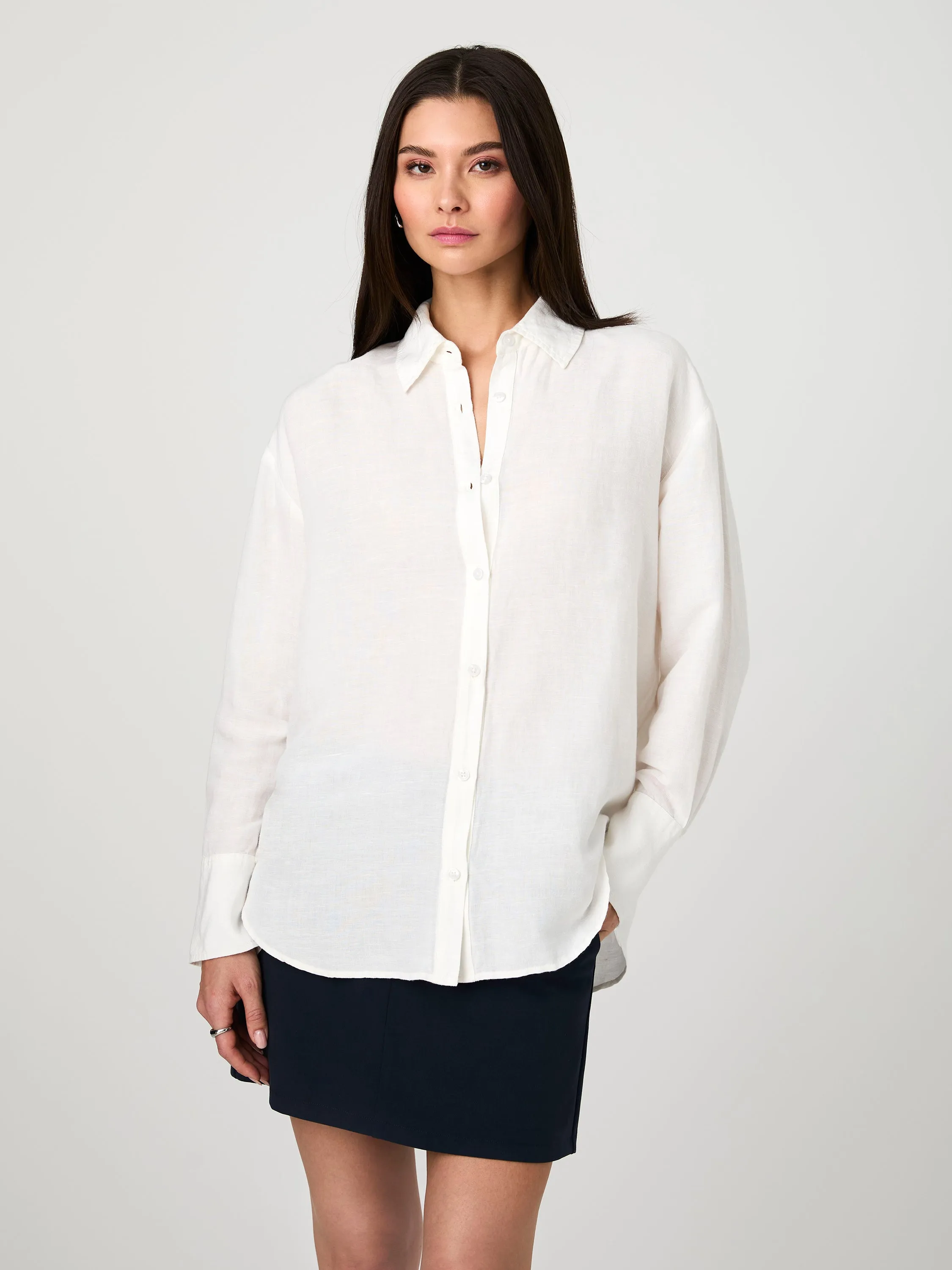 Birdie Linen Oversized Shirt Breathable Fit Daily Form