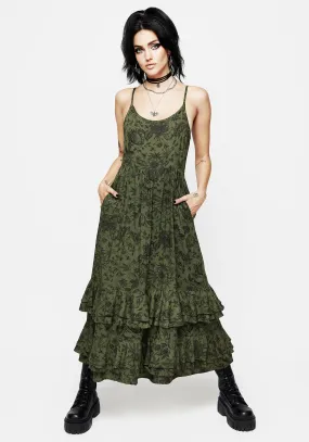 Meadowflowers Floral Print Tiered Midaxi Cami Dress Winter Layering Winter Snow