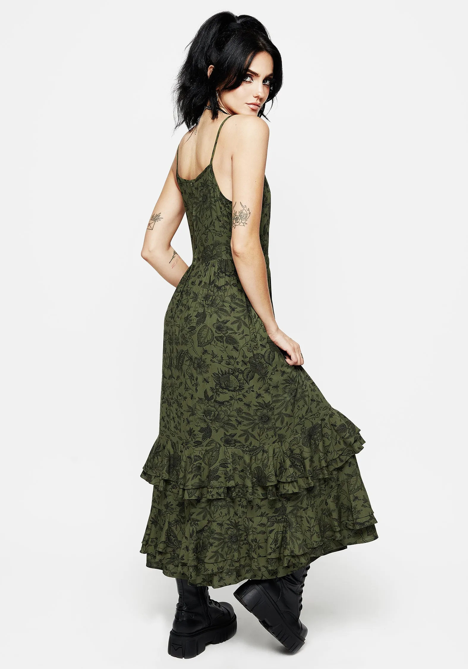 Breathable Style Outfit Core Meadowflowers Floral Print Tiered Midaxi Cami Dress