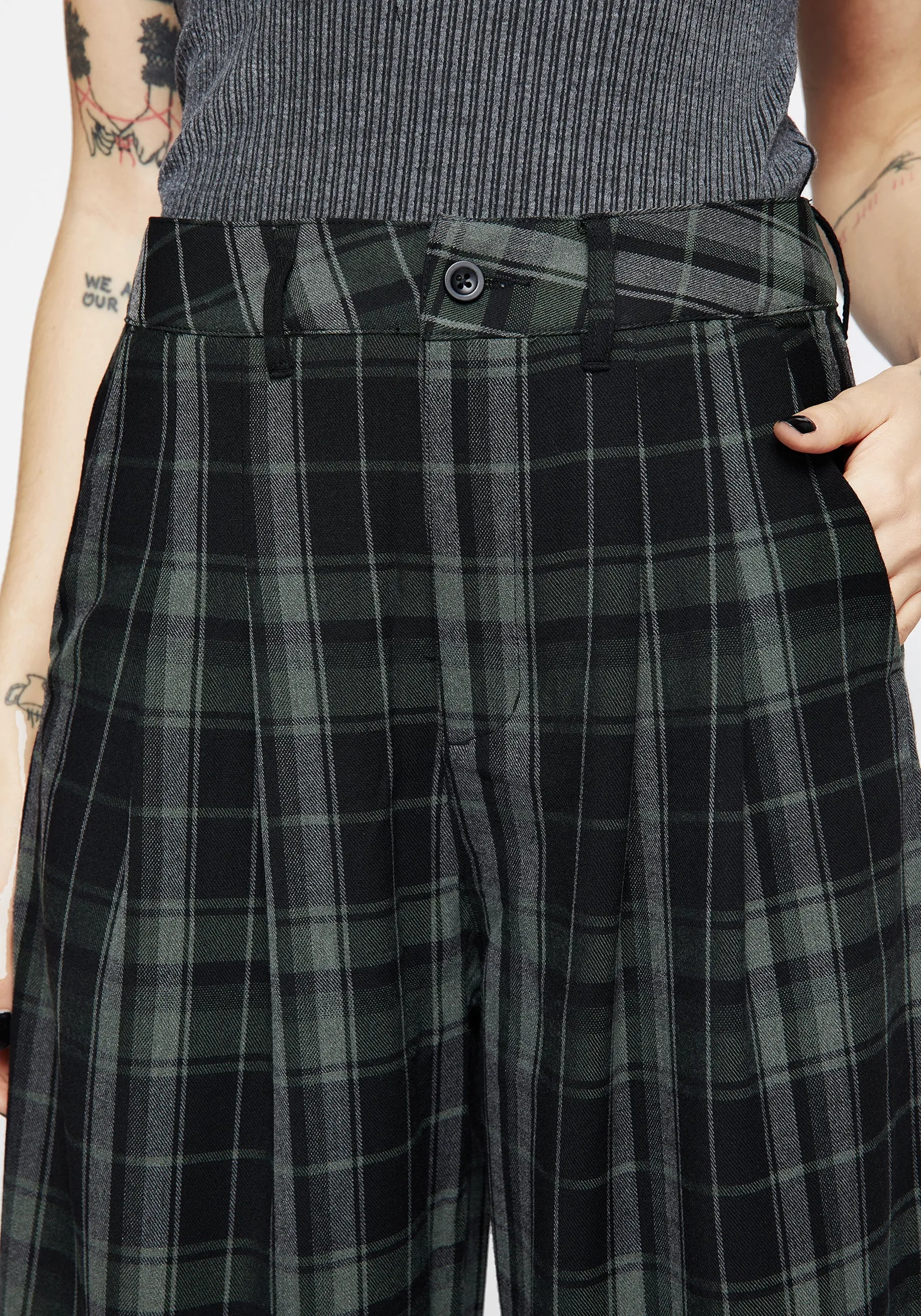 Bittersweet Check Pants Structured silhouette