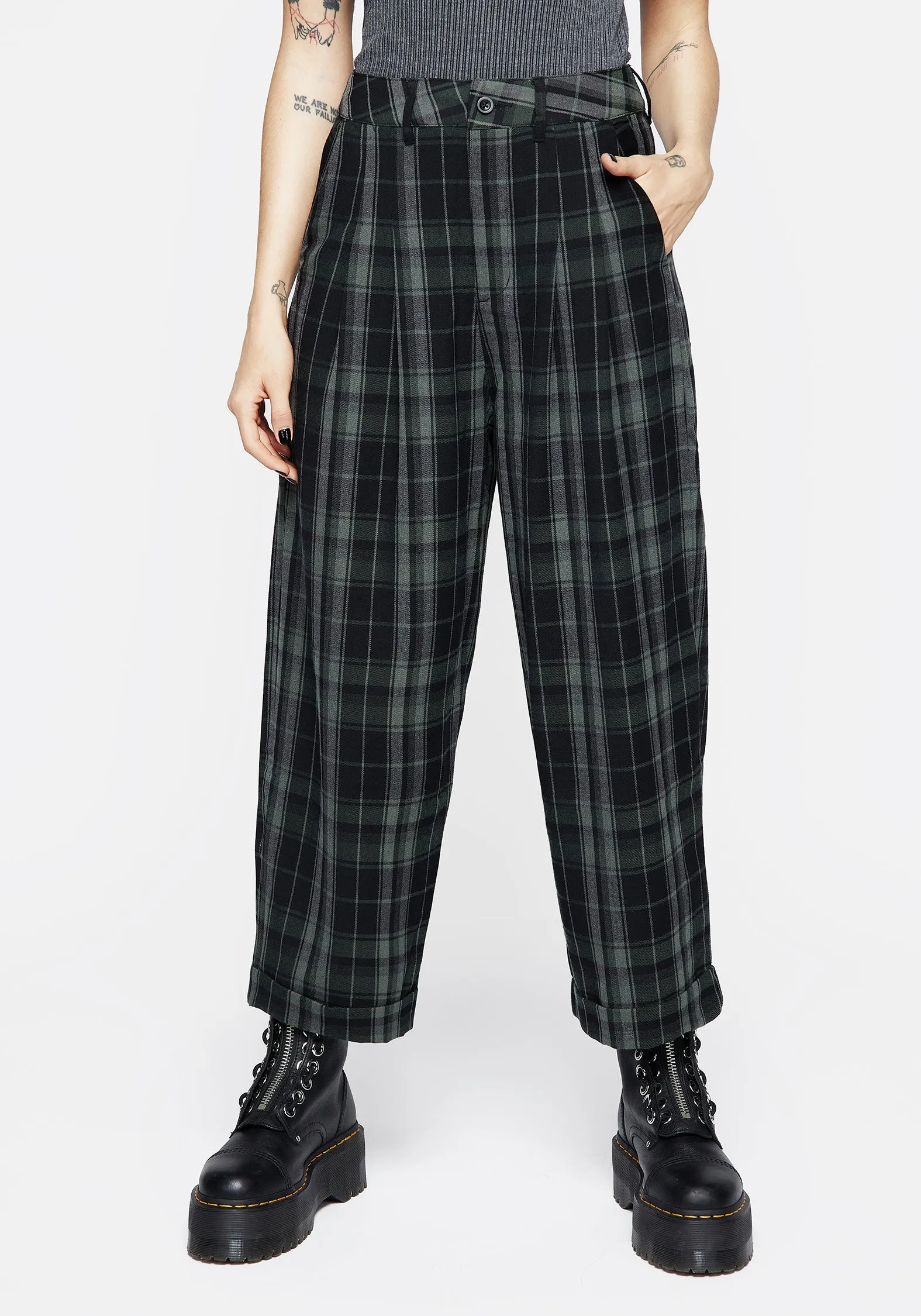 Bittersweet Check Pants Back Slit