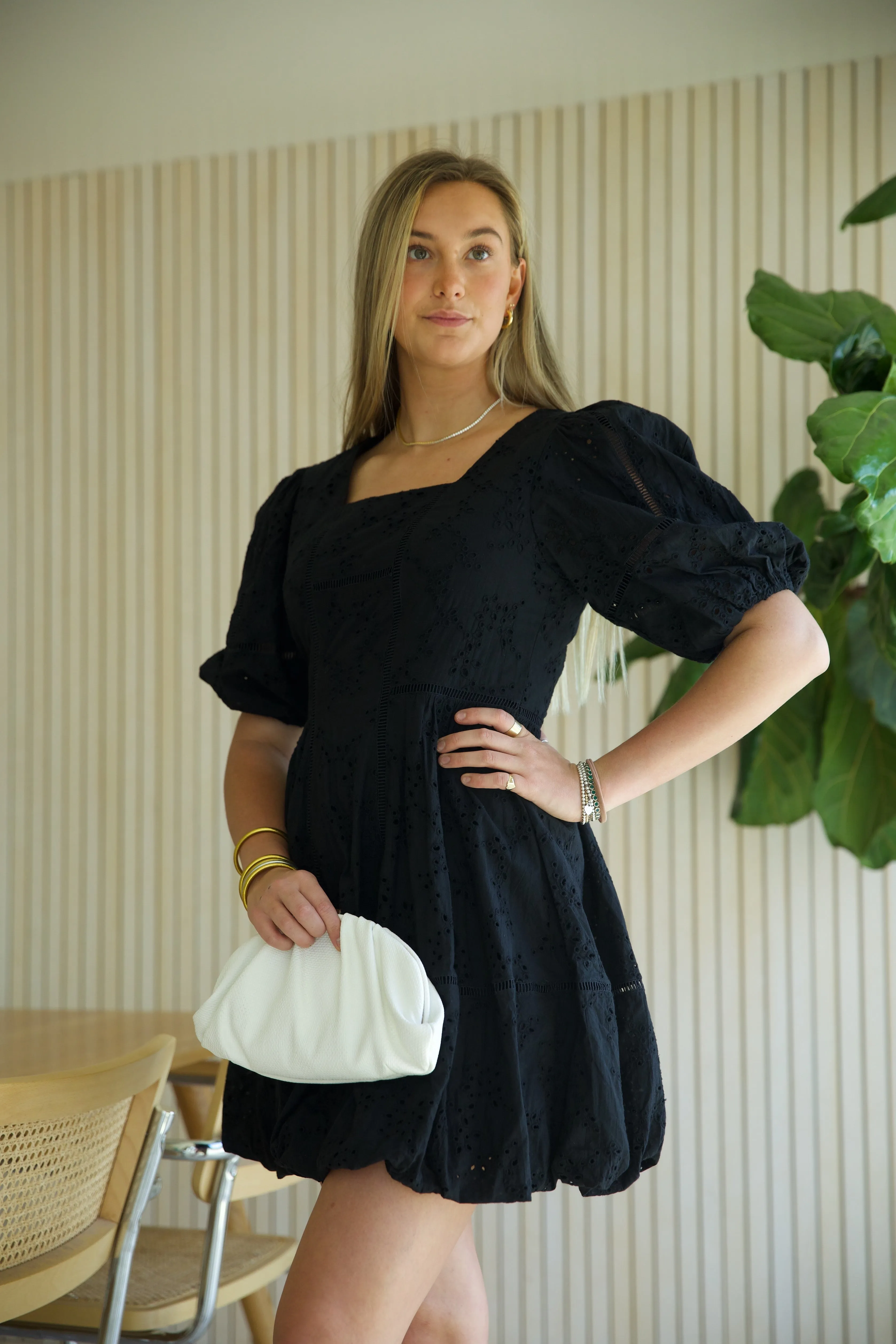 Clean Outfit Black Eyelet Dress