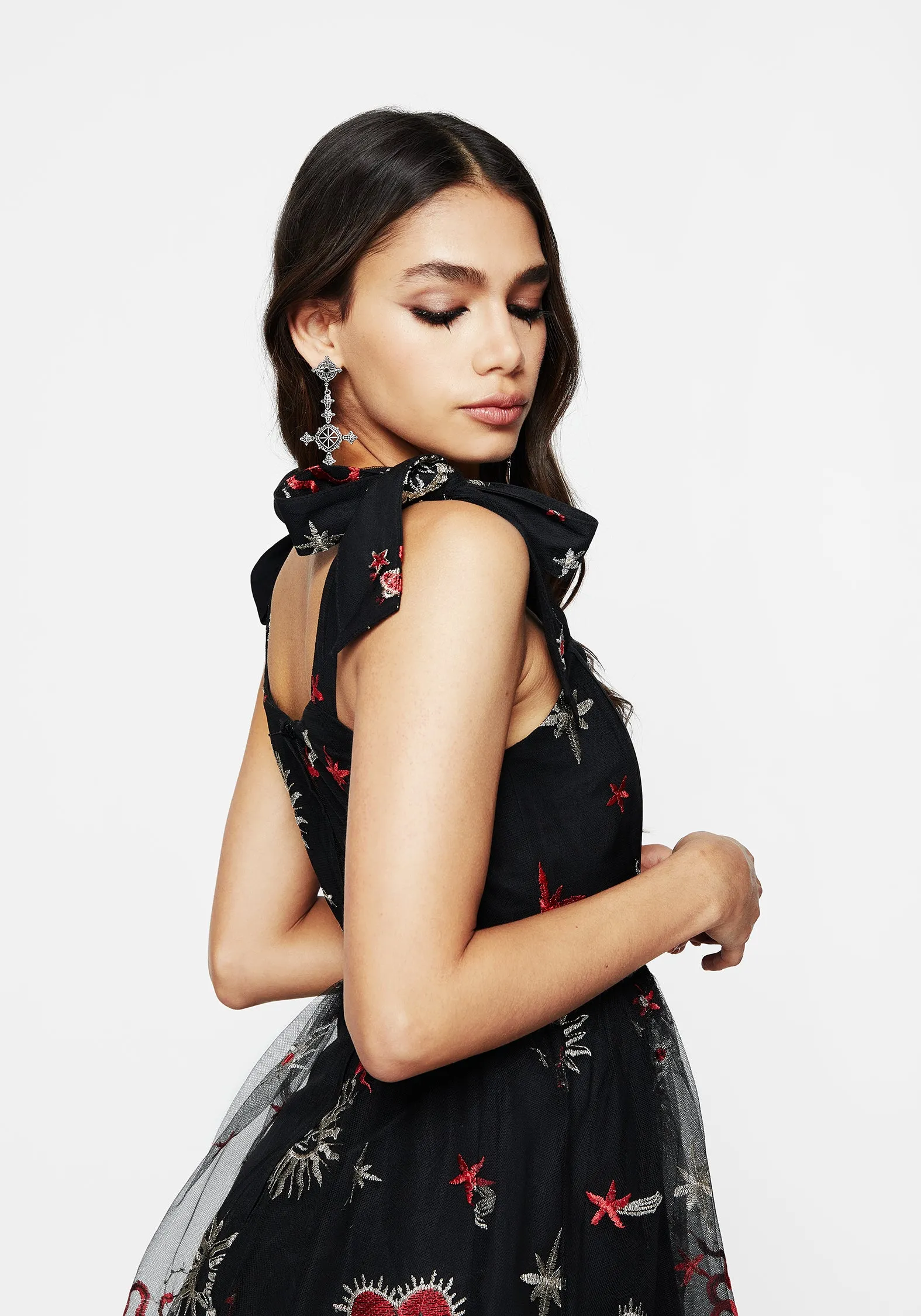 Relaxed Fit Look Farm Air Bloodlust Embroidered Corset Midi Dress