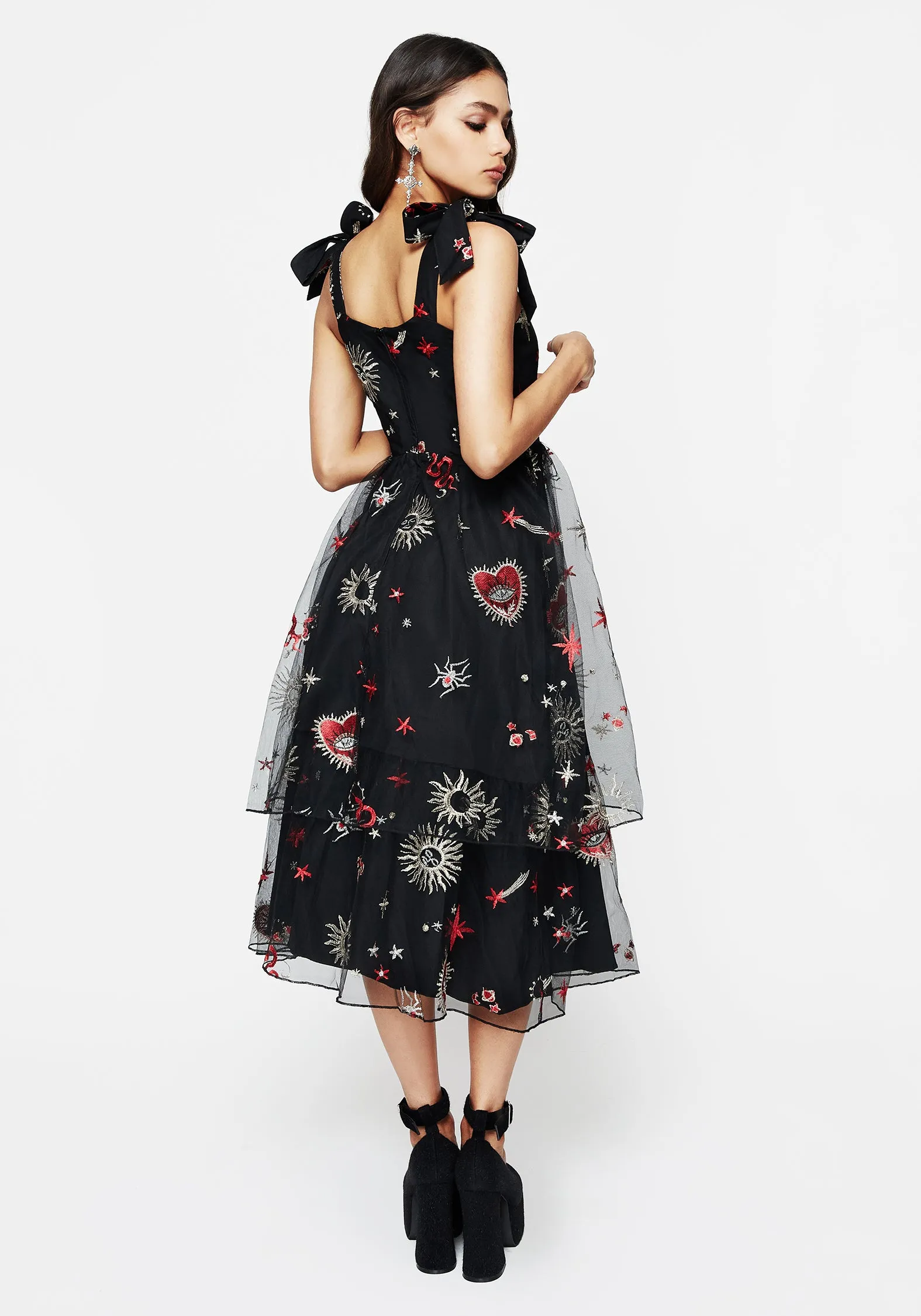 Bloodlust Embroidered Corset Midi Dress Lavender Hill old town