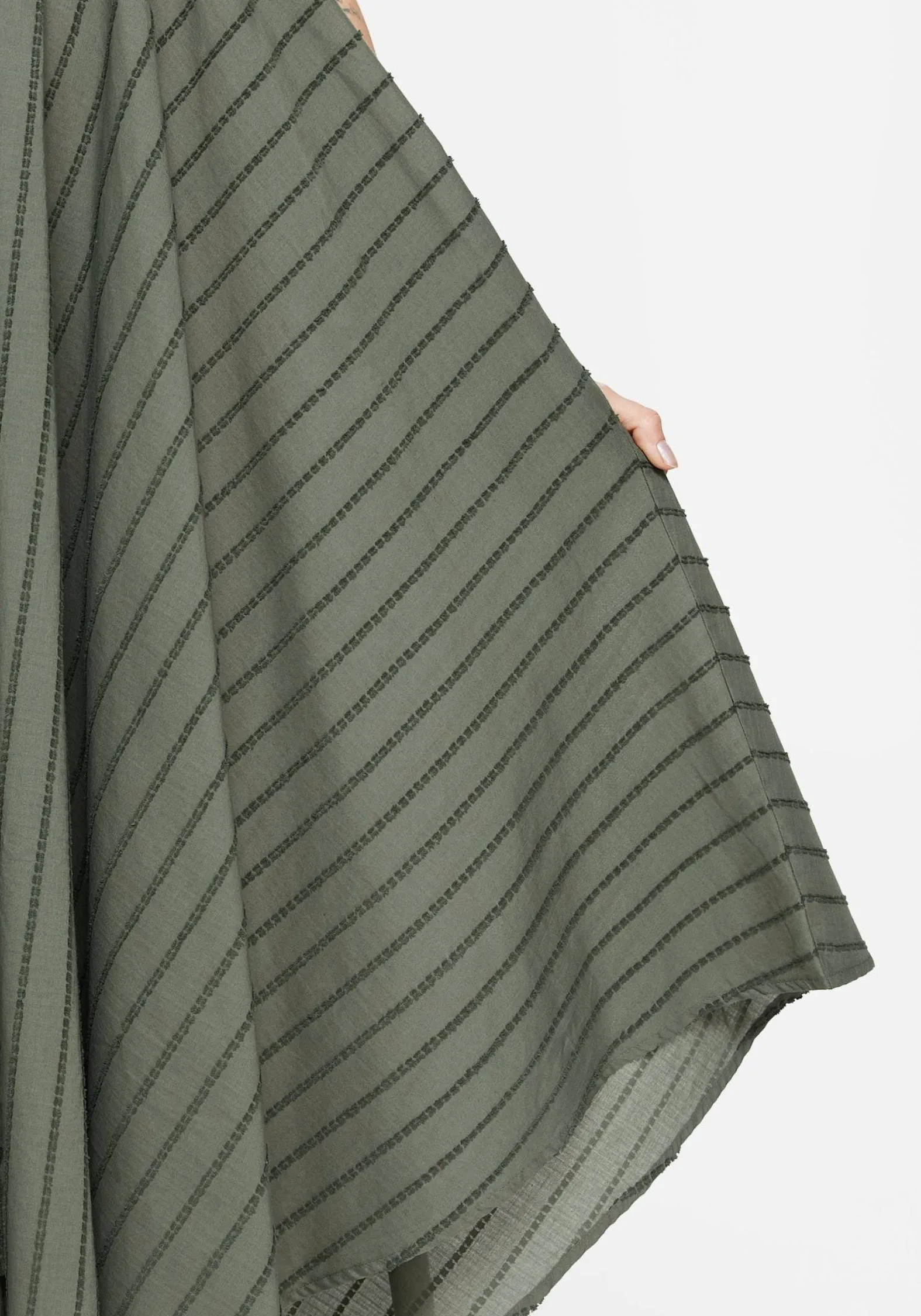 Calm Drape Blythe Cotton Handkerchief Hem Midaxi Dress - Green