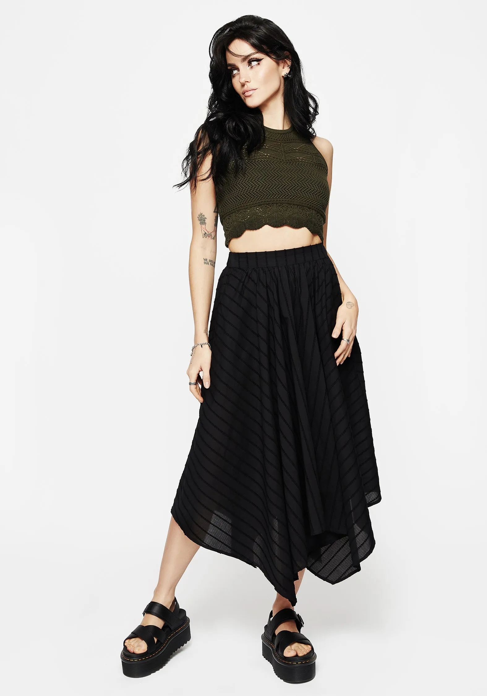 natural fiber Blythe Handkerchief Hem Midaxi Skirt