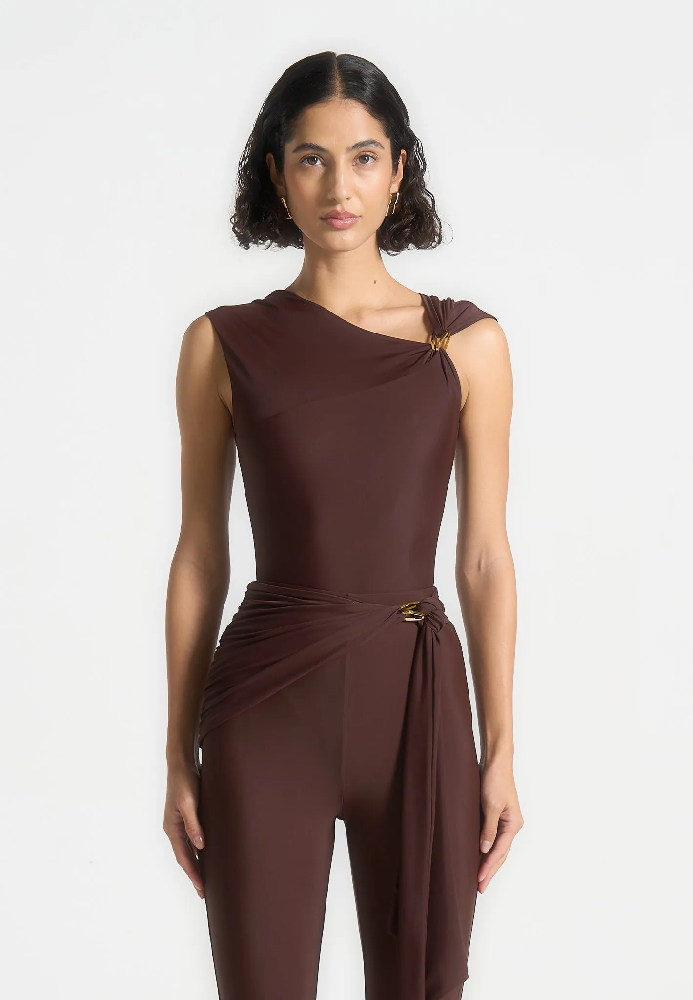 Bodysuit with Hardware Detail - Brown Camping attire