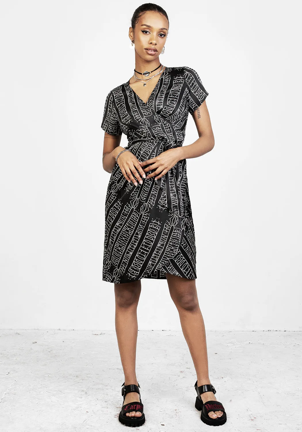 Classic Wear New York Runes Wrap Midi Dress