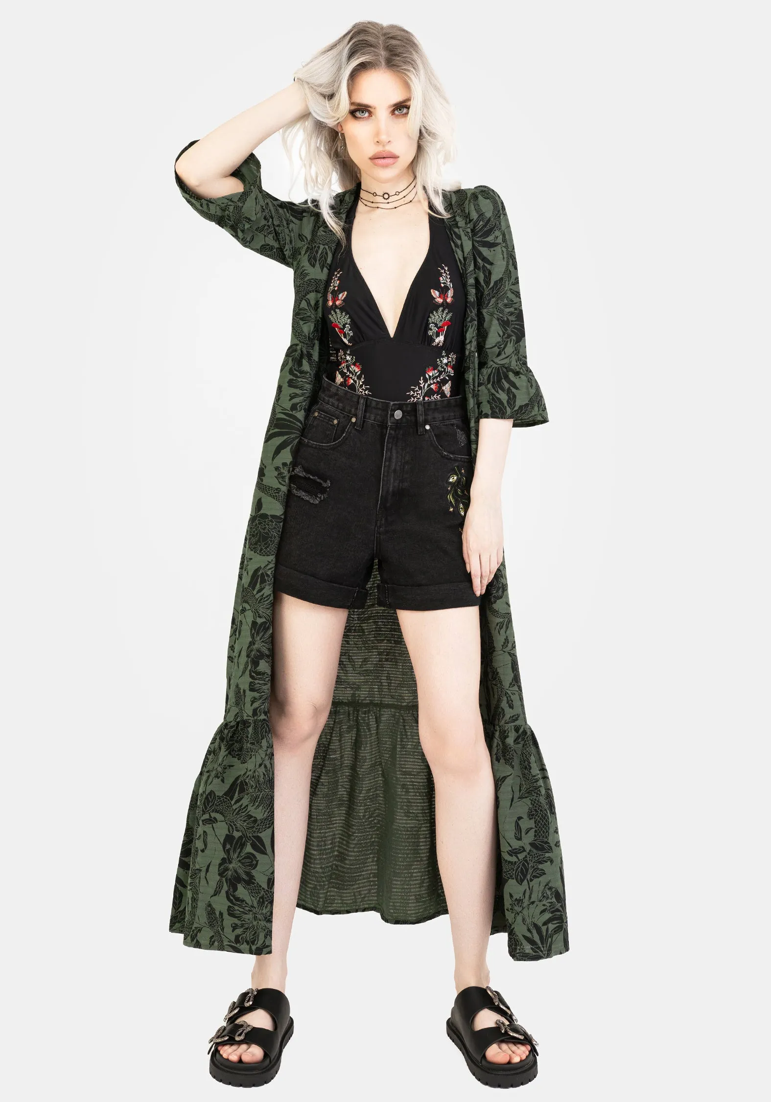 Urban Drape Bashe Cotton Maxi Over Dress - Green