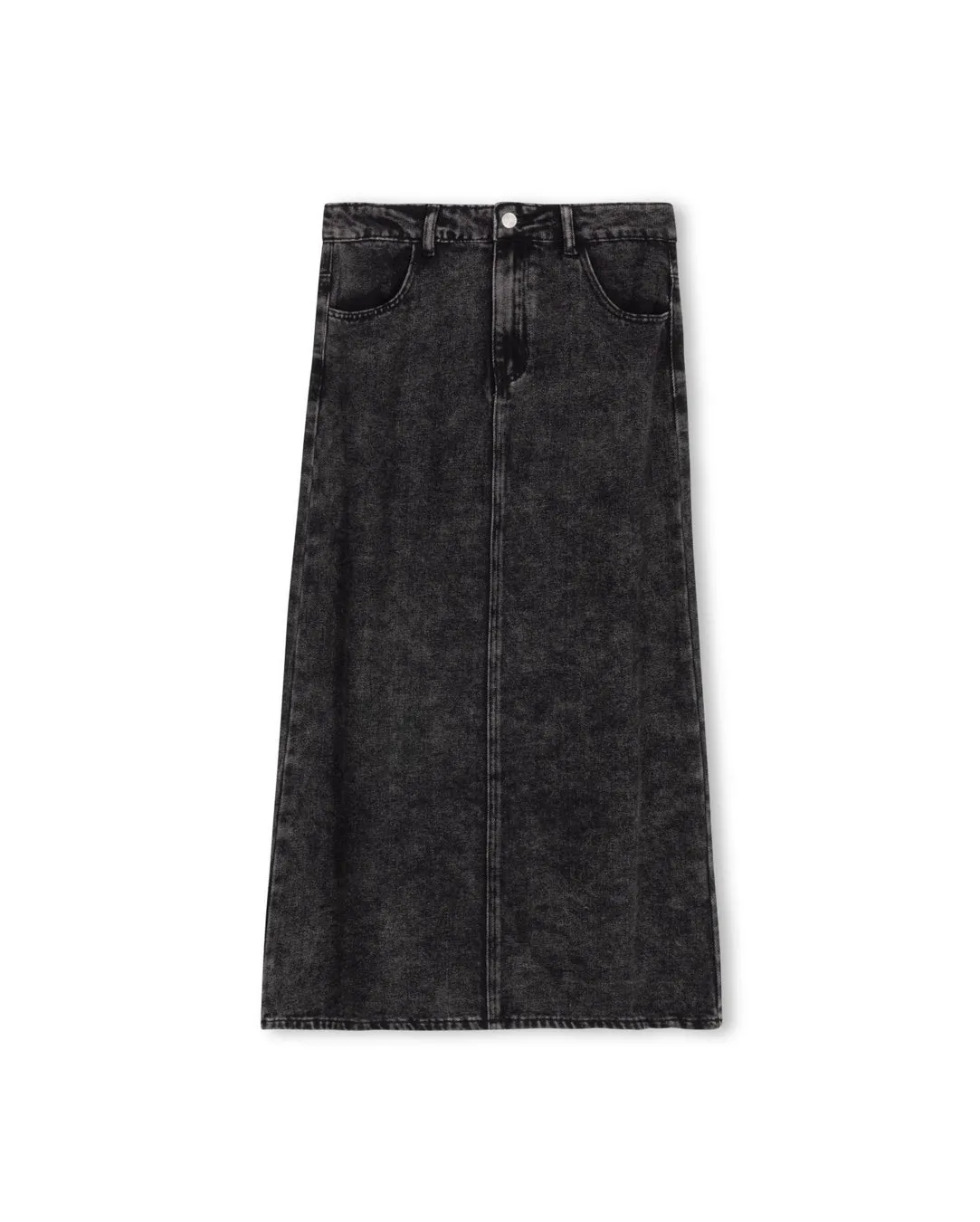 Washed Denim Straight Skirt Flexible Comfort investment piece