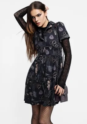 Maudeline Victoriana Print Eco-Viscose Mini Shirt Dress Floral Print Trendy Silhouette