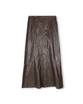Soft Lining Creased Effect Leather Skirt