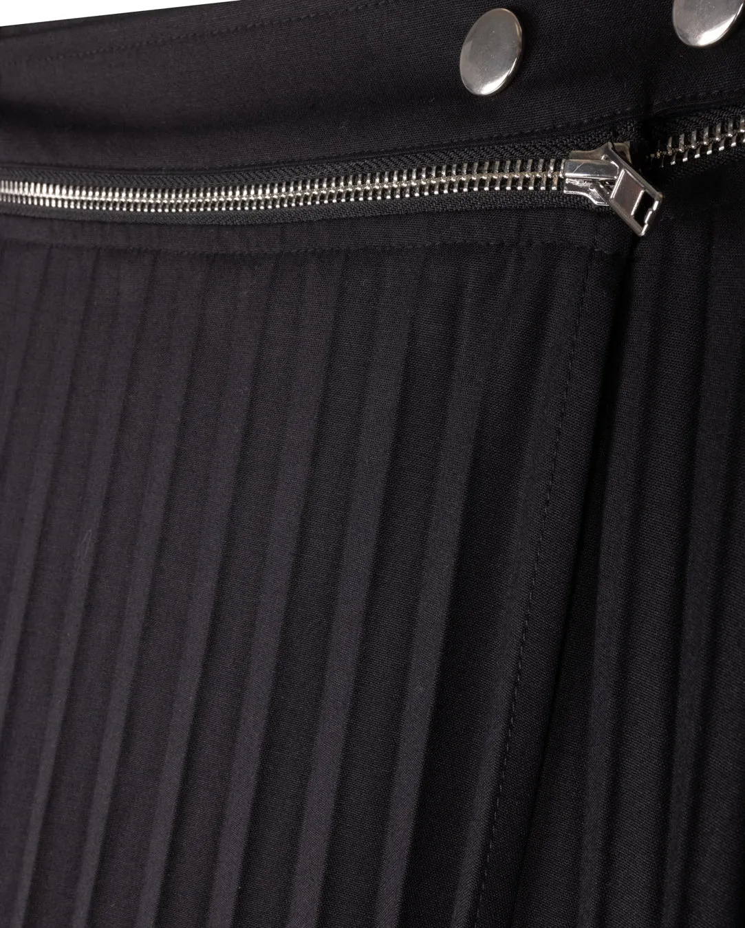 Stretch Wool Pleated Skirt Smooth Edging Modern Combo