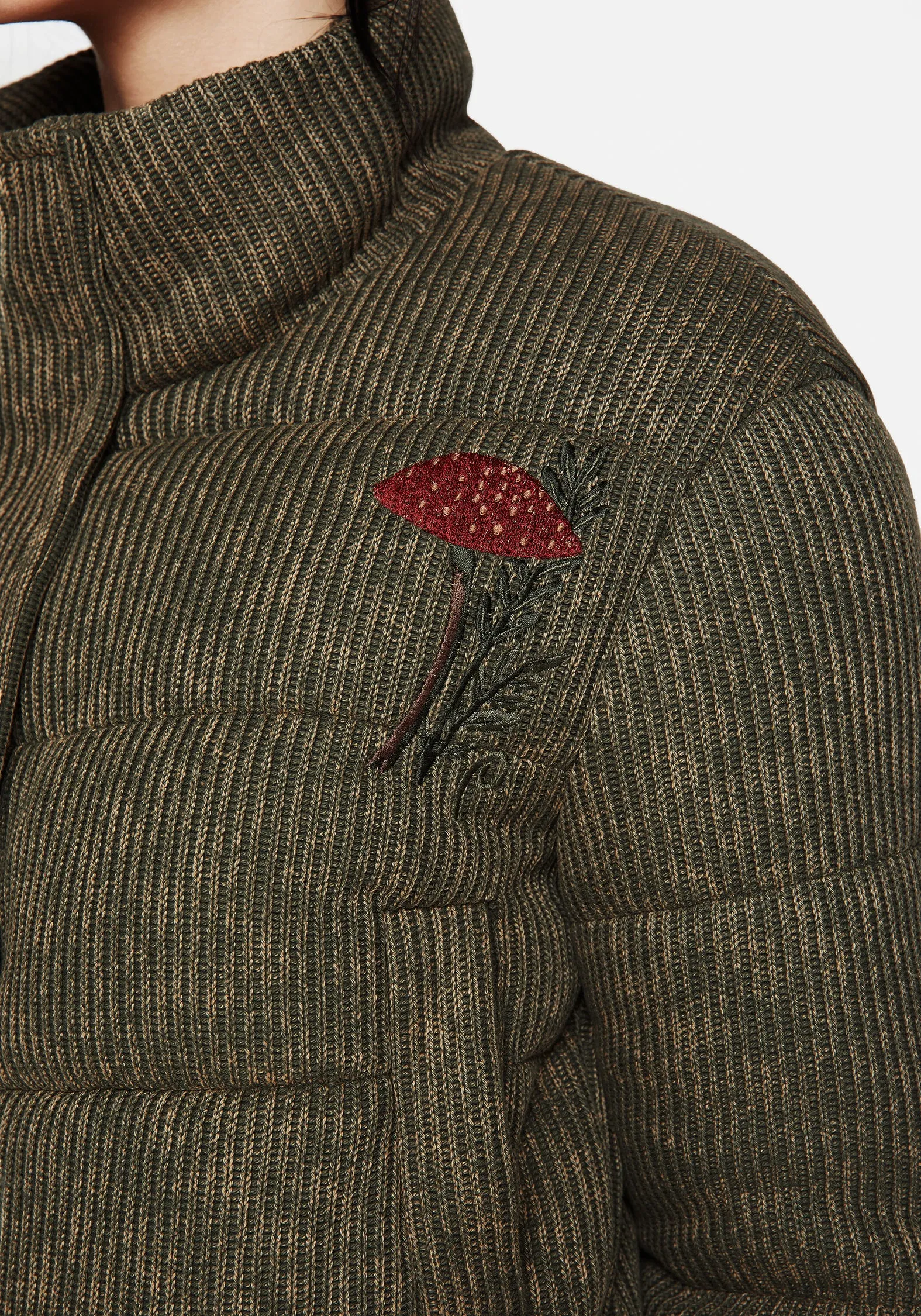 Light Pack Option Hypoallergenic Fabric Blend Sylvia Embroidered Knit Bomber Jacket