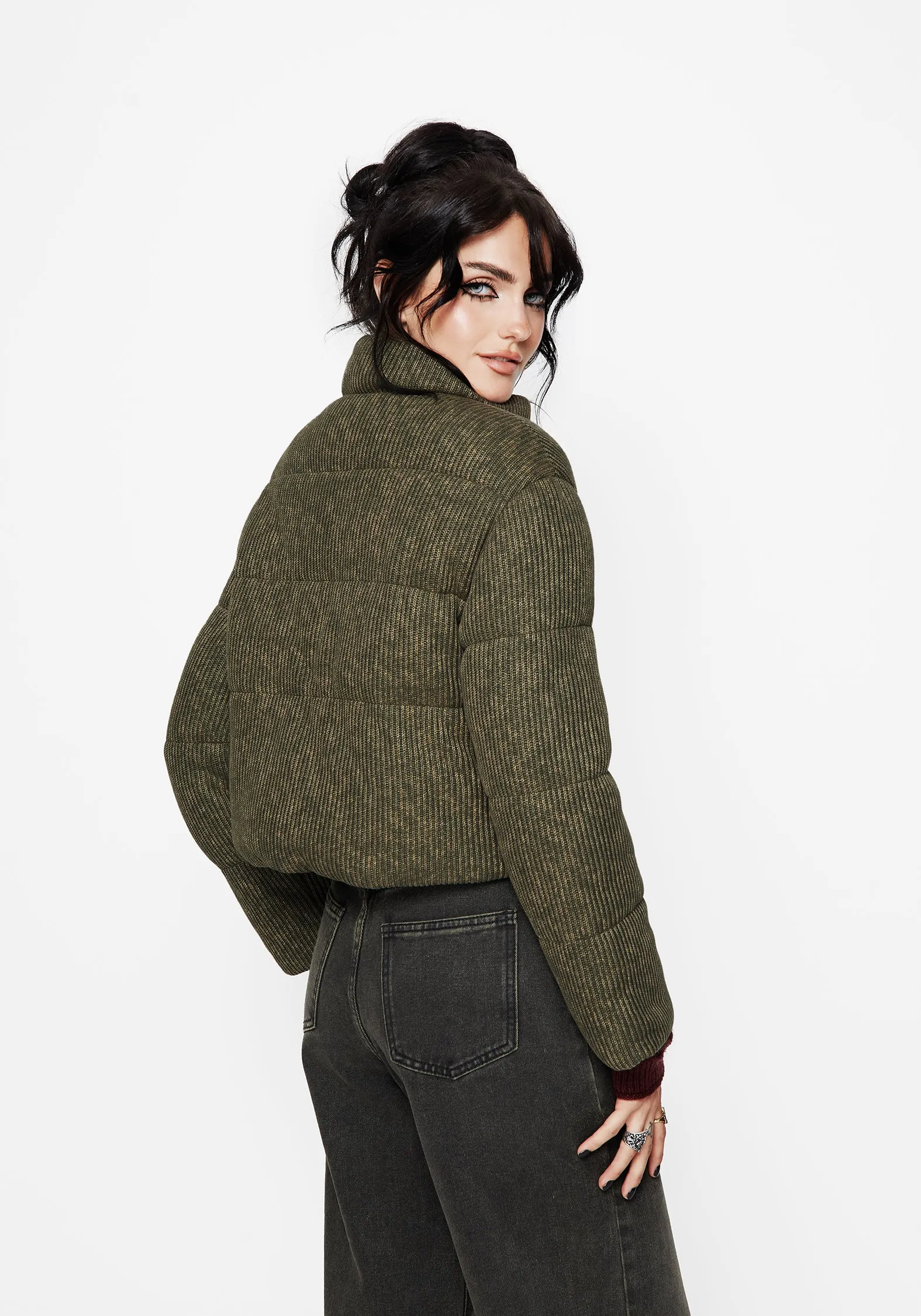 Subtle Color Tone Sylvia Embroidered Knit Bomber Jacket