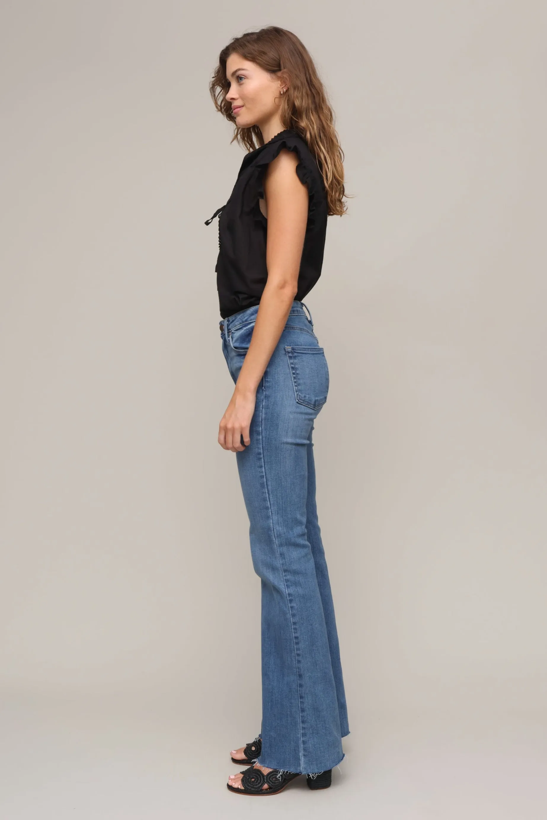 Quick Move Quick Release Buckle High Rise Scissor Cut Flare