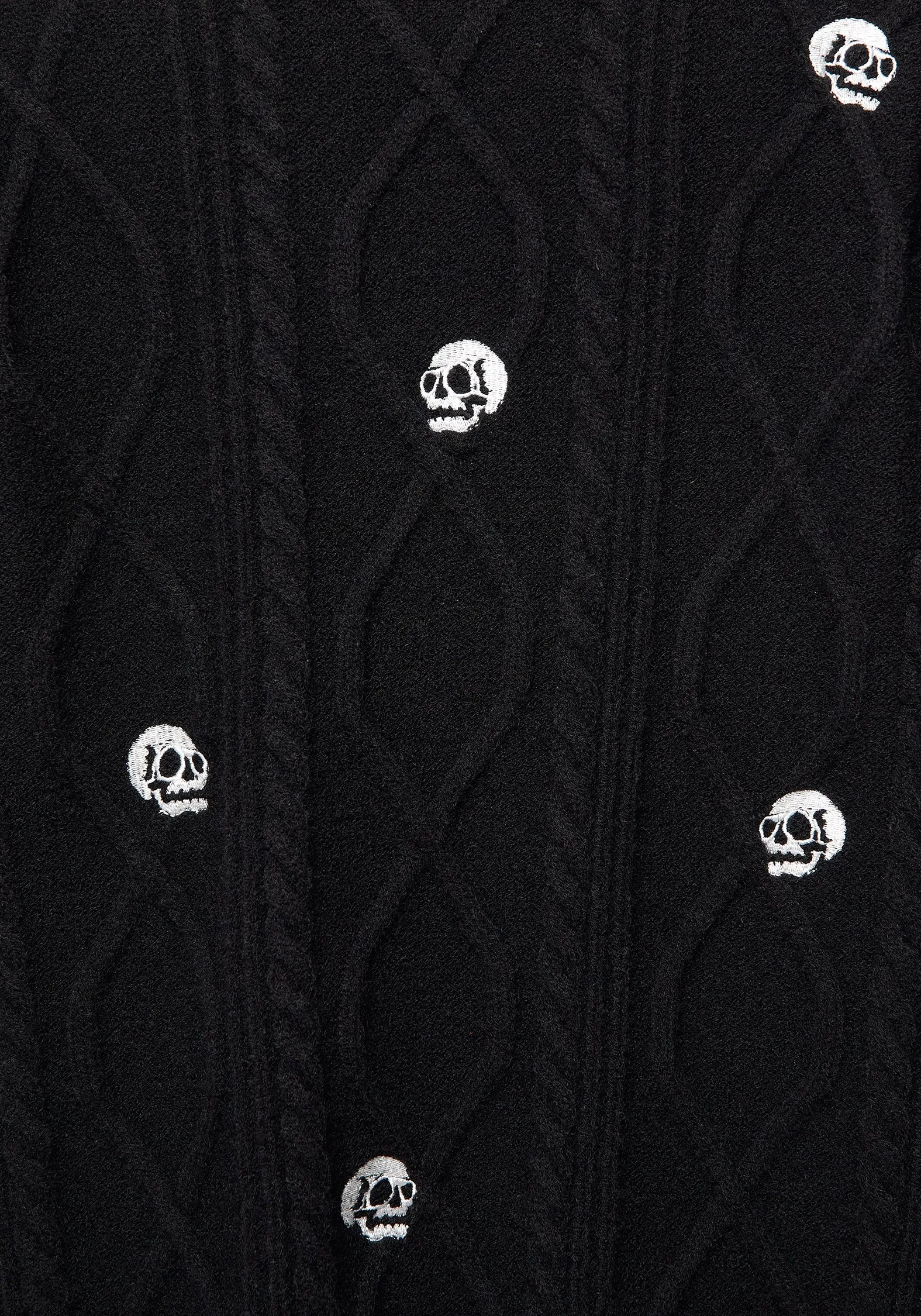 UVProtective Layer Bones Embroidered Cable Knit Cardigan