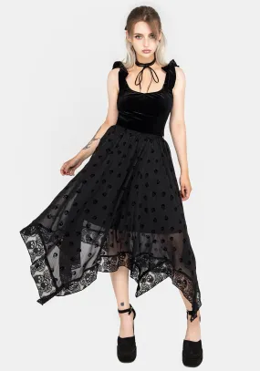 Durable Stitching Bones Flocked Chiffon Handkerchief Hem Skirt