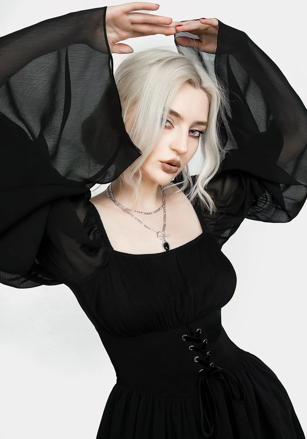 Bonnie Sheer Lace Up Mini Dress Sophisticated Elegance