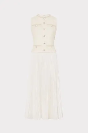 Boucle Mixed Media Midi Dress Flattering Fit