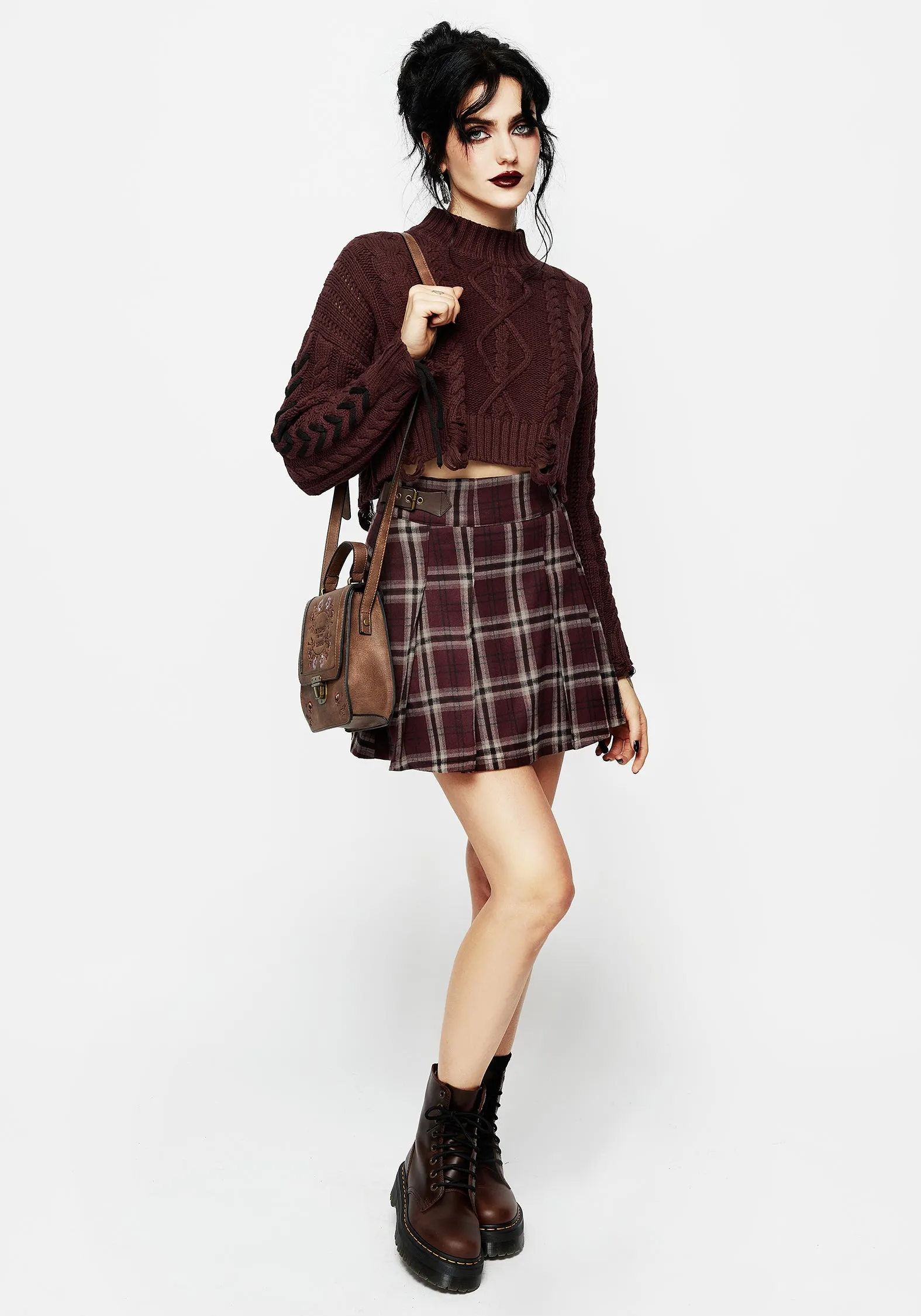 Classic Appeal Bramble Check Pleated Mini Skirt