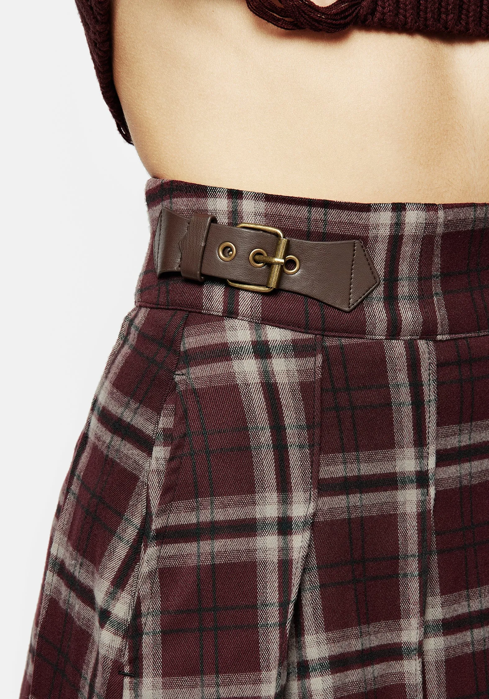 Summer Outfit Polished Cut Bramble Check Pleated Mini Skirt