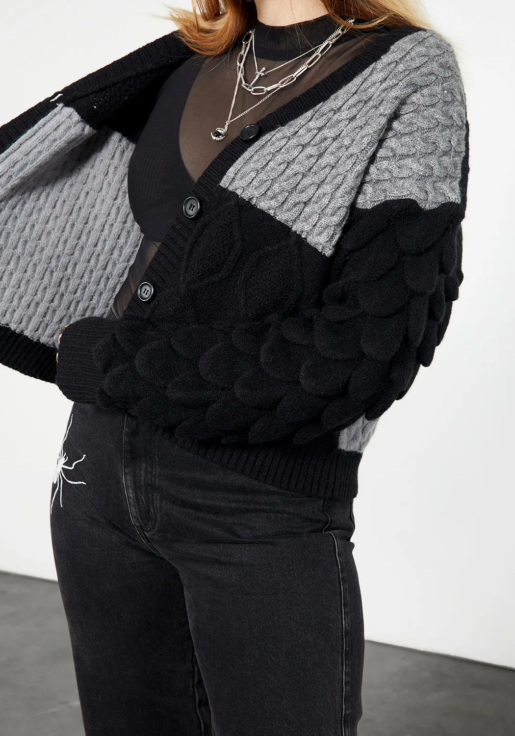 Brazen Spliced Cardigan Simple Trend