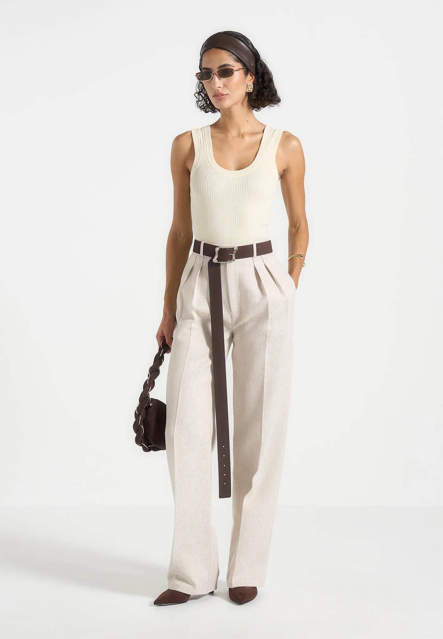 TemperatureRegulating Liane - Scoop Neck Ribbed Vest - Cream