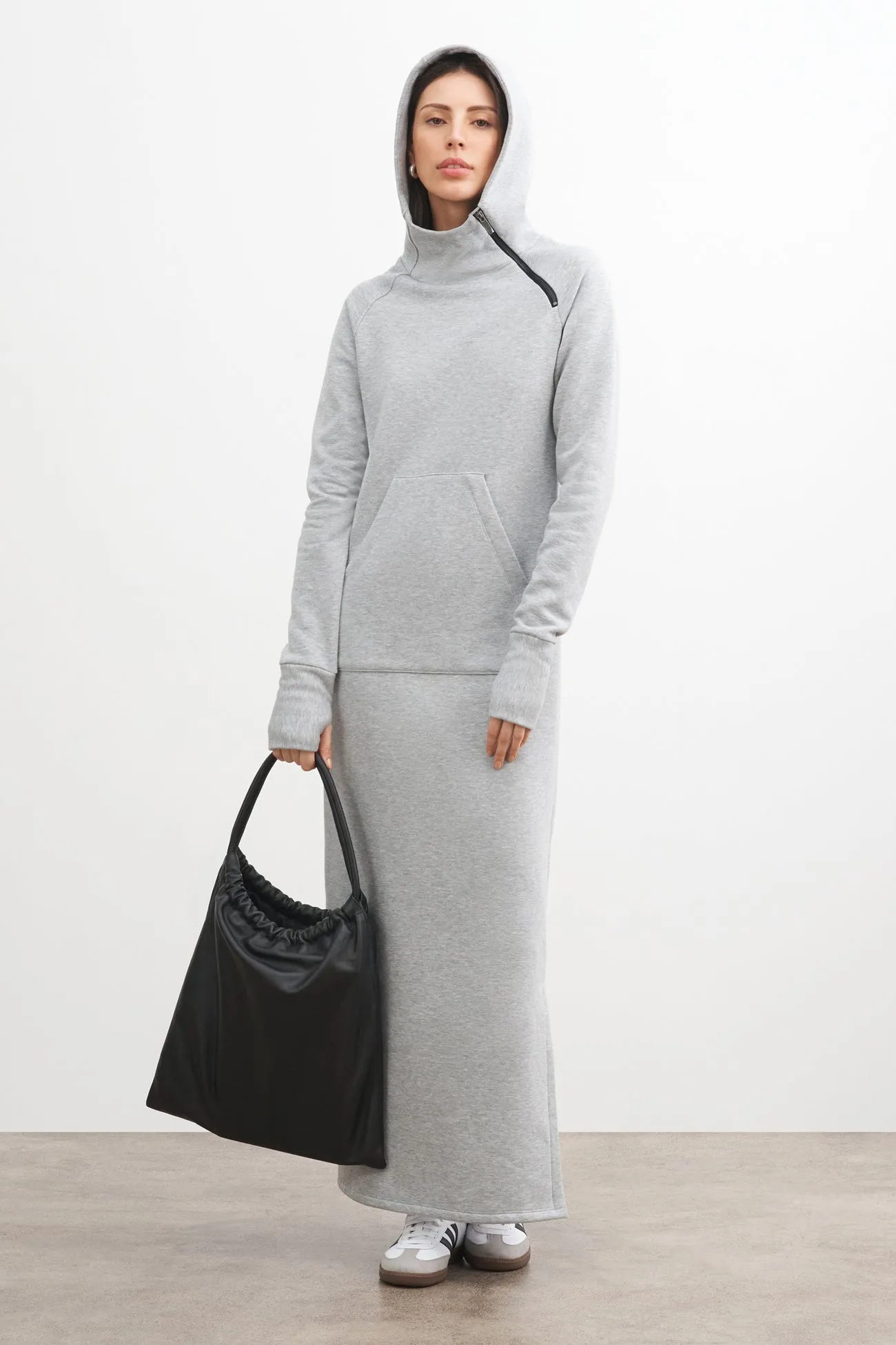 Knit Cool Satin-Sleeve Tompkins Sweatshirt Dress