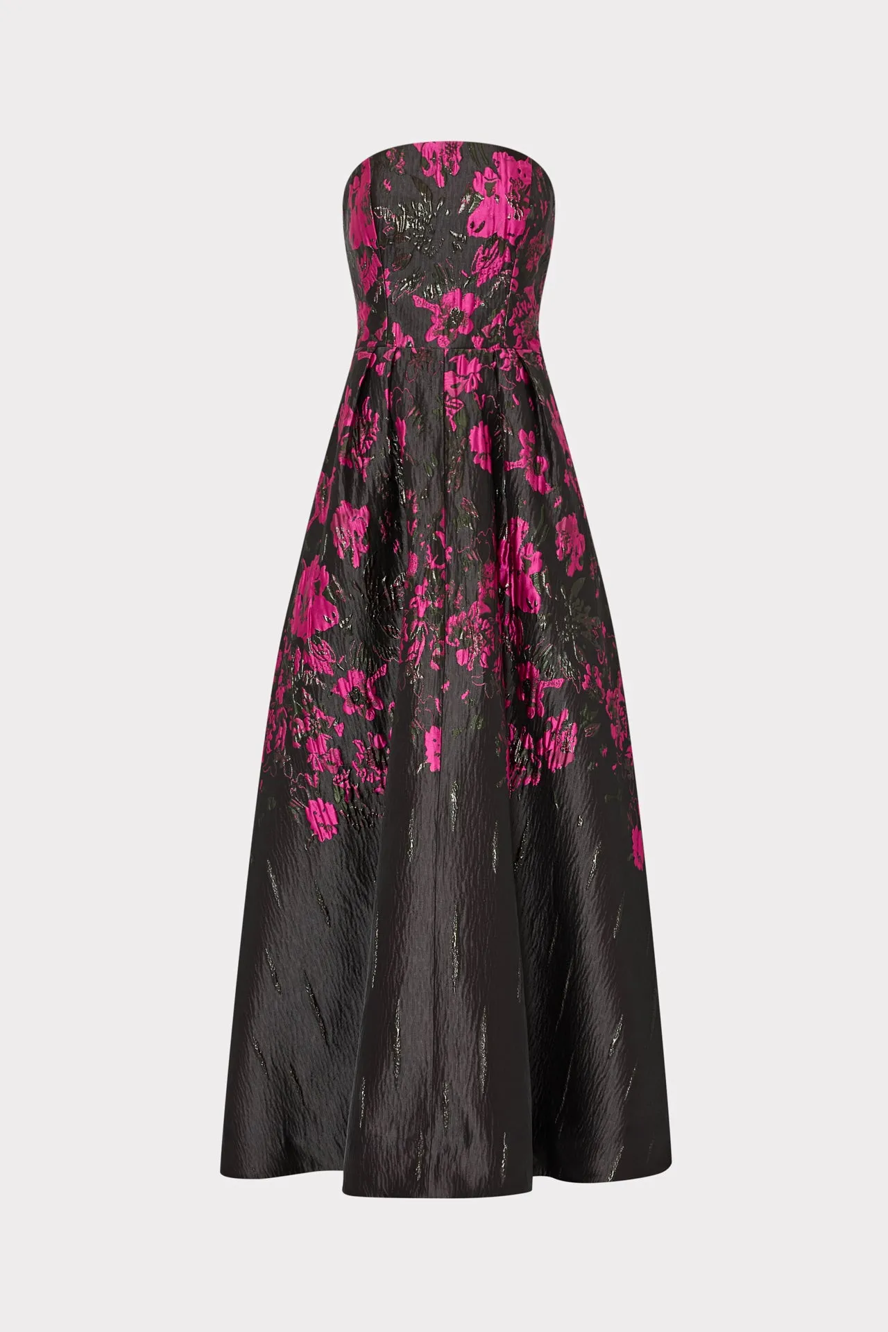 Winona Floral Jacquard Strapless Gown Comfortable Cut Clean Aesthetic