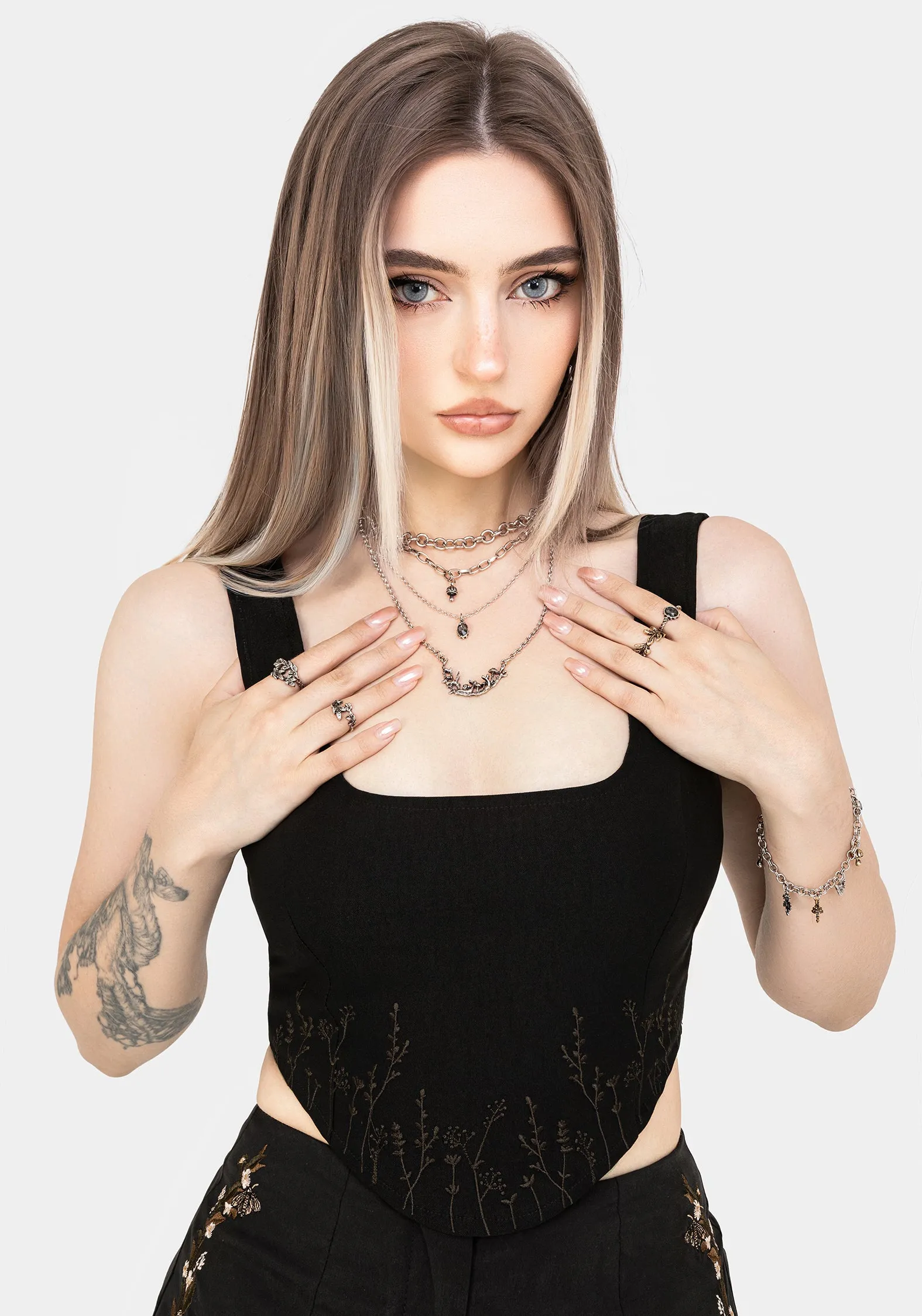 Helena Embroidered Corset Top YarnBlend