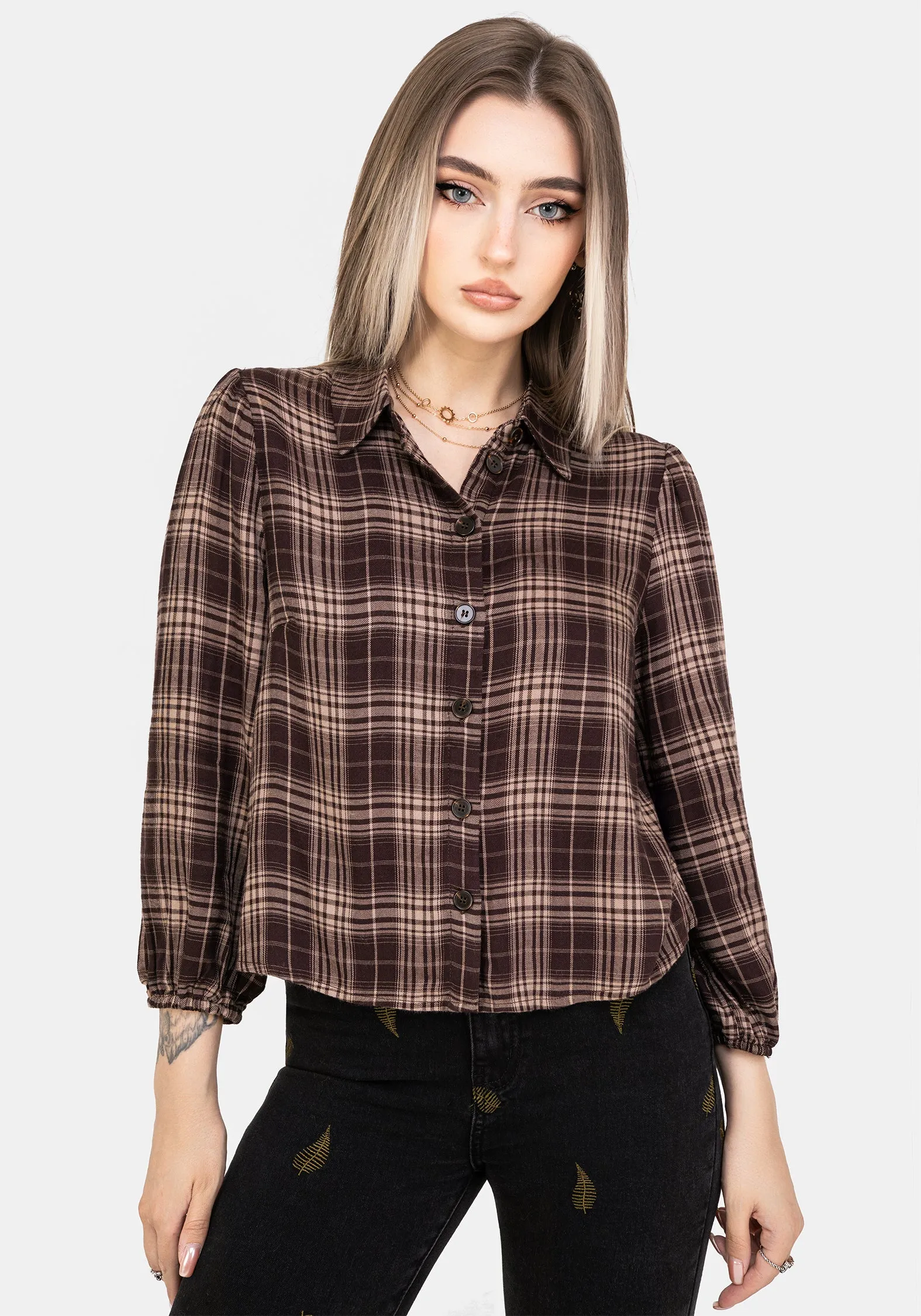 Adra Check Button Up Shirt Smooth Interior Lining