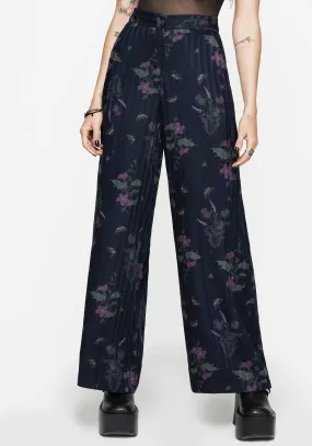 Cassandra Satin Stripe Thistle Print Trouser Elastic hem