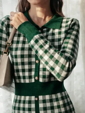 Brielle Checkerboard Green Maxi Dress Functional Style Minimal Mood