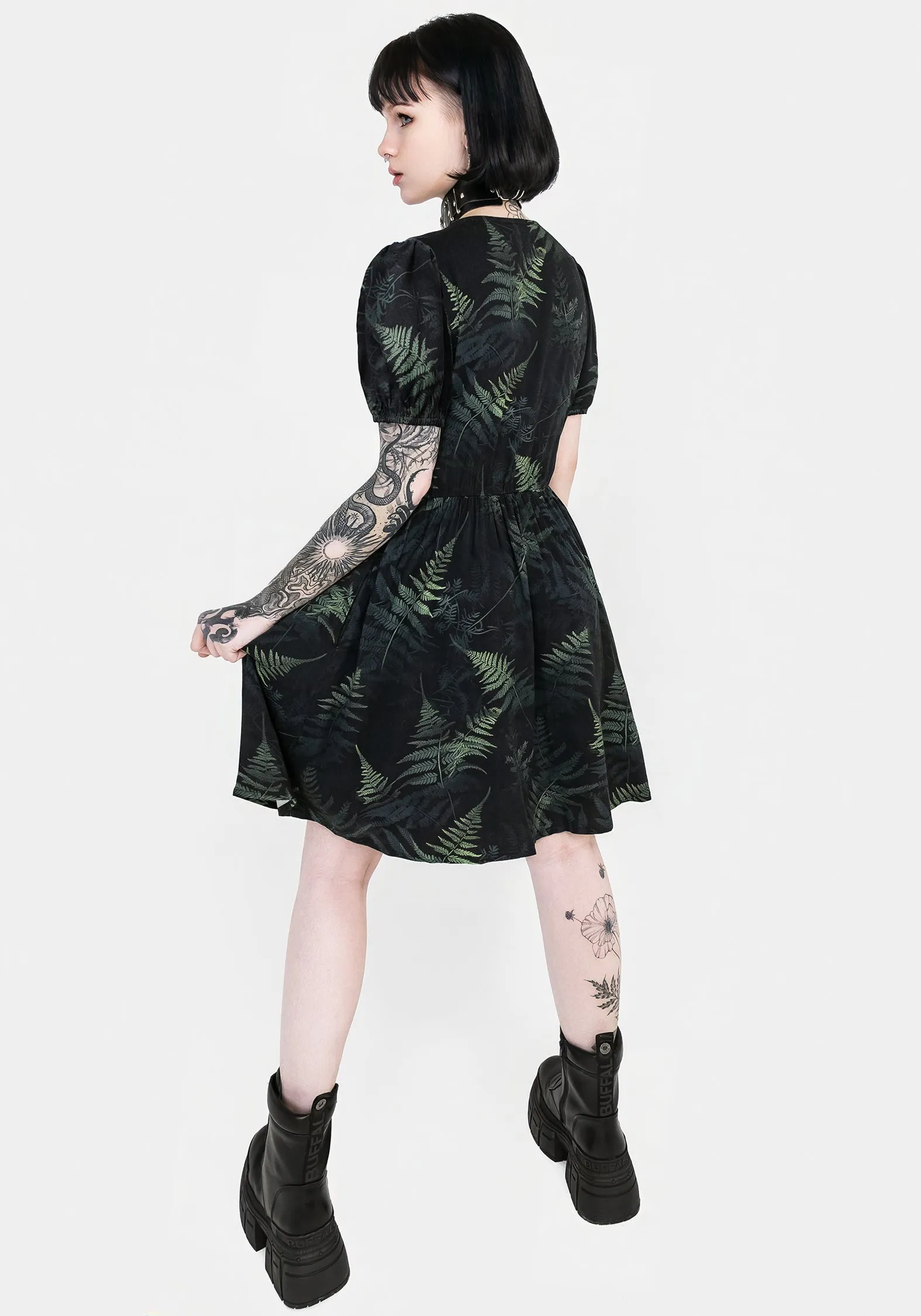 Fernery Button Up Corset Mini Dress Edge Shape