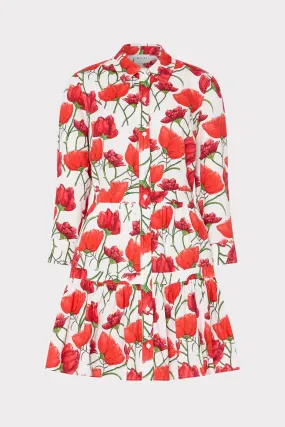 Priscilla Red Peonia Poplin Shirt Dress Modern Muse Trendy Vibe