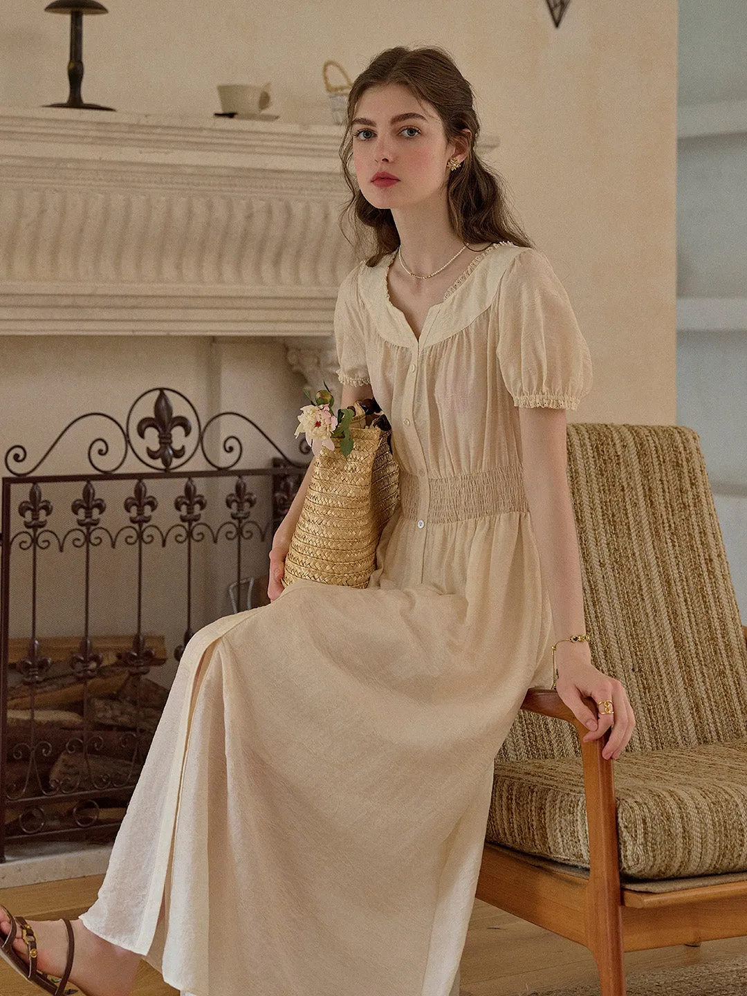 Seasonal Layering Soft Gradient Brooklyn V-Neck Jacquard Lyocell Dress