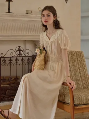 Brooklyn V-Neck Jacquard Lyocell Dress Comfortable fit-and-flare dress