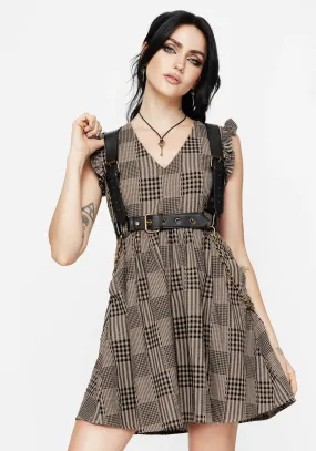 Trend Ride Smart Casual Style Mabel Check Mini Skater Dress