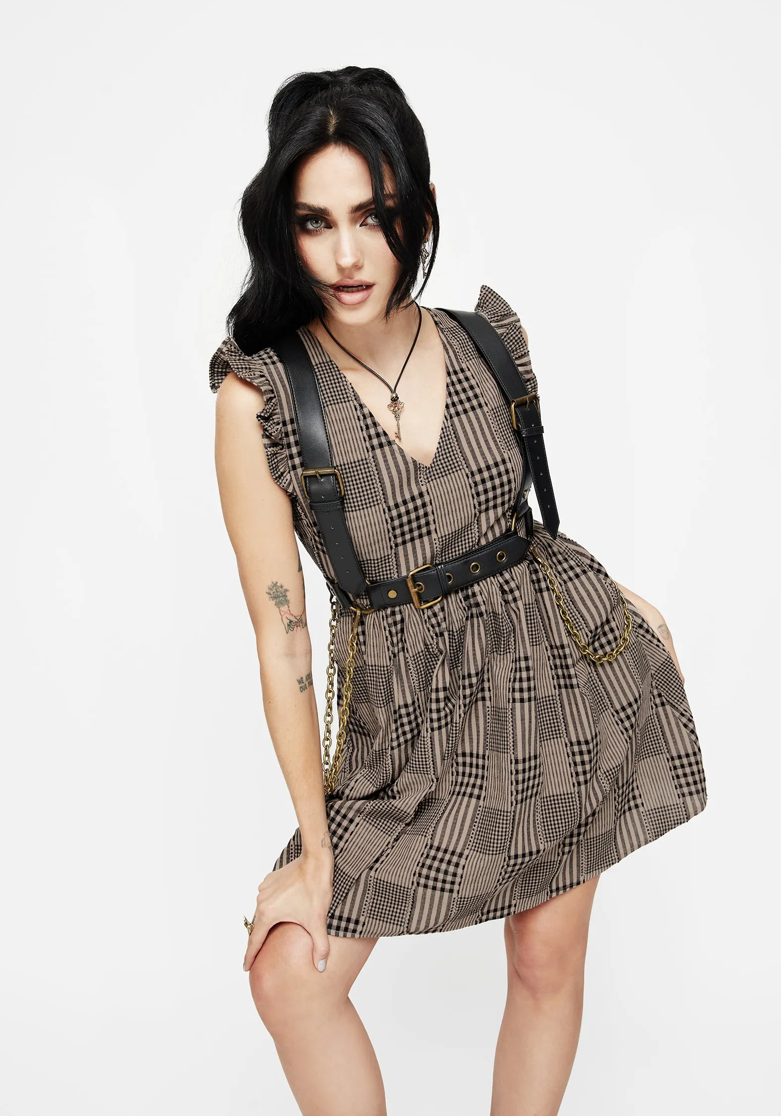 Edge Mode Pack Quick Mabel Check Mini Skater Dress