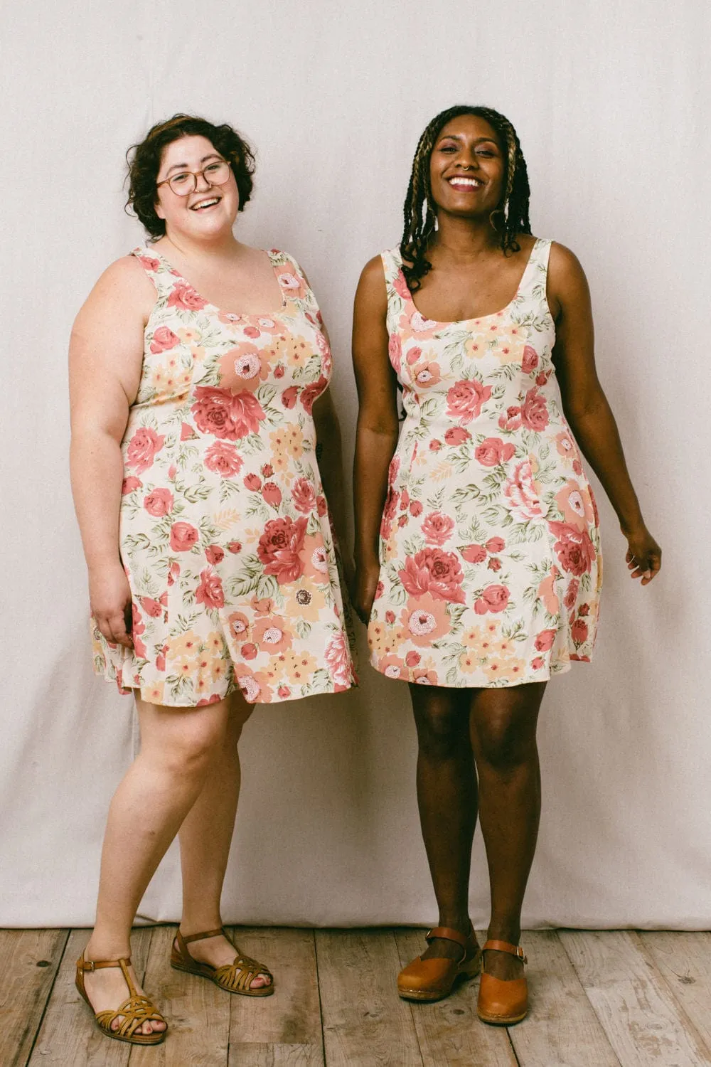 Delana Dress in Peach Floral Layered Fabric