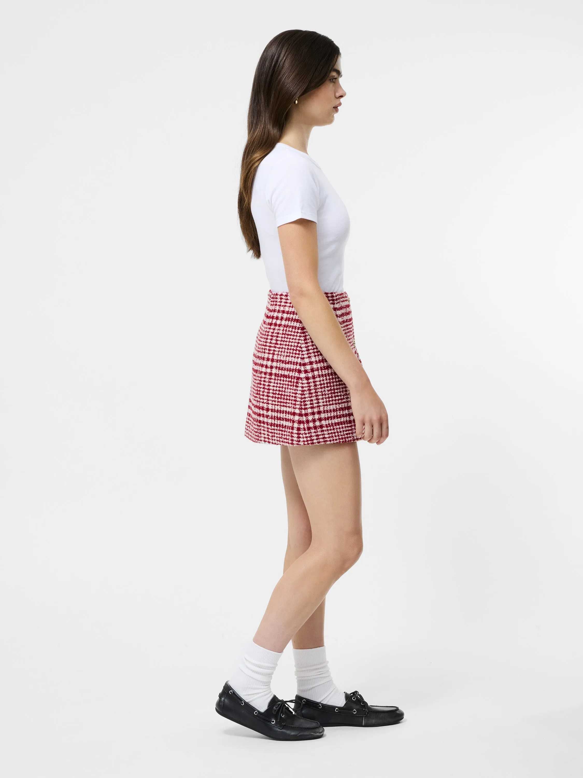 Brushed Houndstooth Mini Skirt Eco Friendly Dye Ethically Made