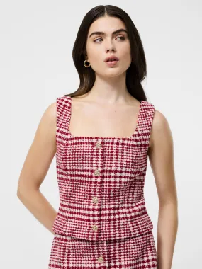 Brushed Houndstooth Sleeveless Top NonRestrictive Armholes MultiPanelDesign