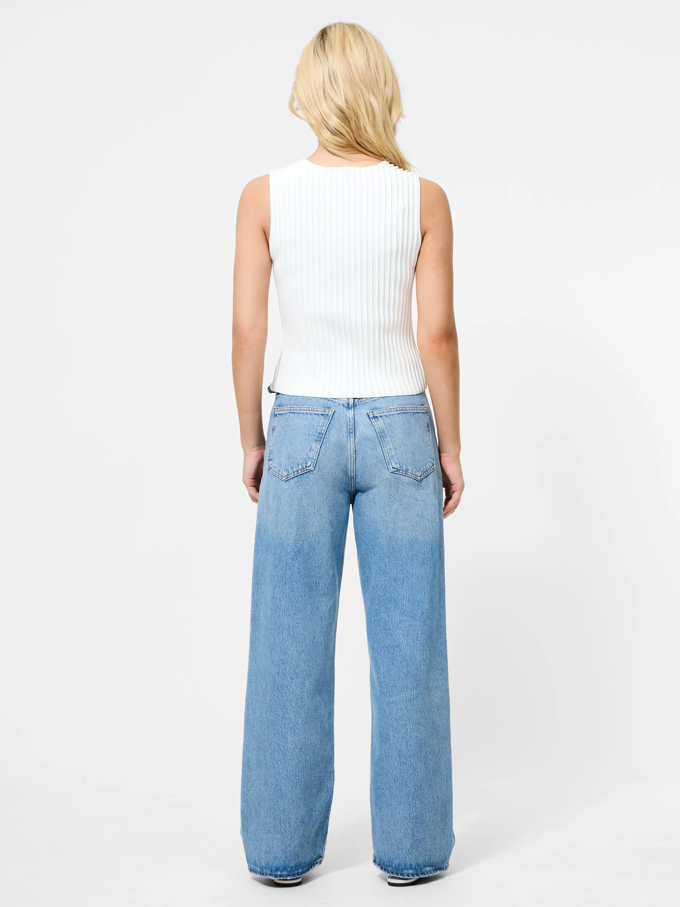 Ottoman Textured Square Neck Top LayeredCuff Placket Detailing